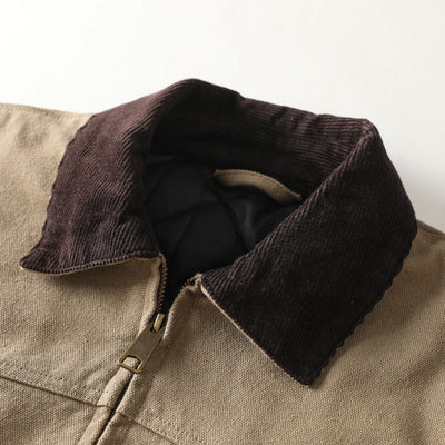Chaqueta Vintage Americana para Hombre con Cuello Solapa y Tela Gruesa Desgastada - Image 2