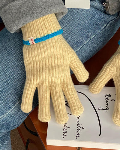 Guantes de Lana con Contraste de Colores y Dedos Separados - Image 21