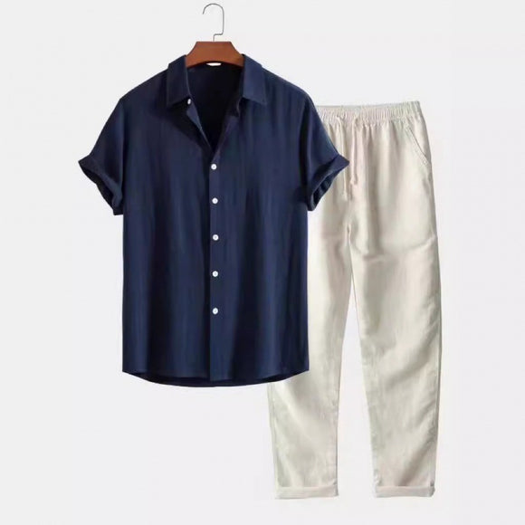 Conjunto Casual Hombre: Camisa Suelta y Pantalón Cómodo