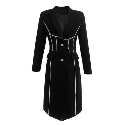 Abrigo Trinchera Negro Midi Elegante para Mujer - Image 5
