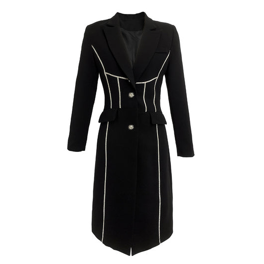 Abrigo Trinchera Negro Midi Elegante para Mujer - Image 5