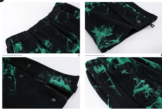 Pantalones Hombre Tie Dye Negro y Verde con Cierre de Cremallera - Image 9