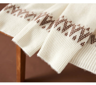 Suéter de Cachemira Jacquard con Contraste Azul y Blanco - Image 23