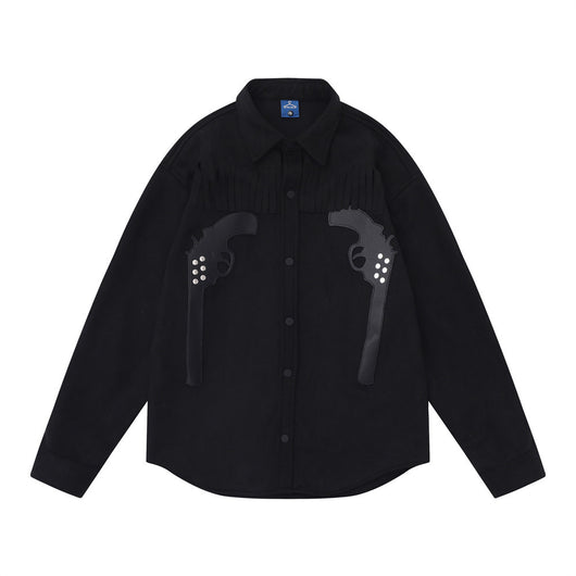 Chaqueta con Parches Bordados de Pistola - Manga Larga - Image 4