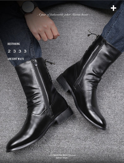 Botas Altas de Cuero para Hombre Estilo Británico-Coreano - Image 18