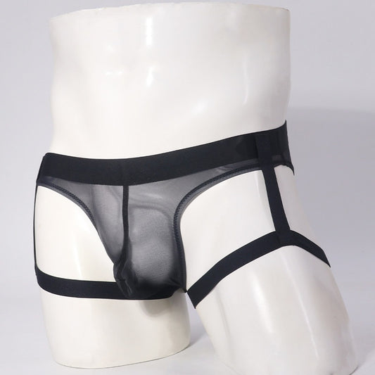 Tanga Masculino Ice-Silk con Tirantes Transparente y Ultra Sensual - Image 2