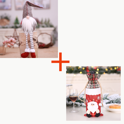 Calcetines Navideños con Botellas de Vino y Muñeco Decorativo del Bosque - Image 6