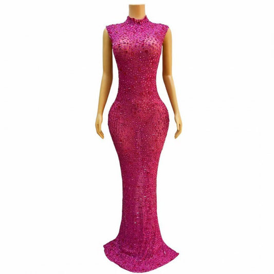 Vestido de Fiesta Brillante con Strass para Anfitriona
