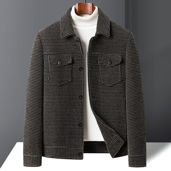 Abrigo de Lana Forrado en Fleece Estilo Coreano Casual Trendy para Hombre