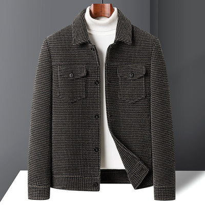 Abrigo de Lana Forrado en Fleece Estilo Coreano Casual Trendy para Hombre