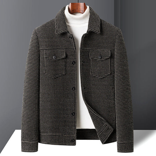 Abrigo de Lana Forrado en Fleece Estilo Coreano Casual Trendy para Hombre