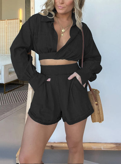 Camisa Denim Mujer Escote en V Manga Larga Premium - Image 8