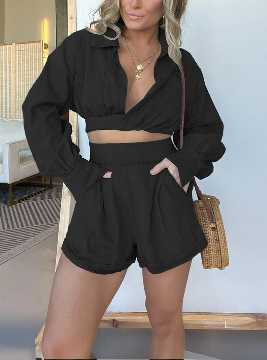 Camisa Denim Mujer Escote en V Manga Larga Premium - Image 8