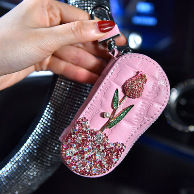 Funda para Llaves del Auto con Diamantes y Rosas - Diseño Femenino Elegante - Image 7