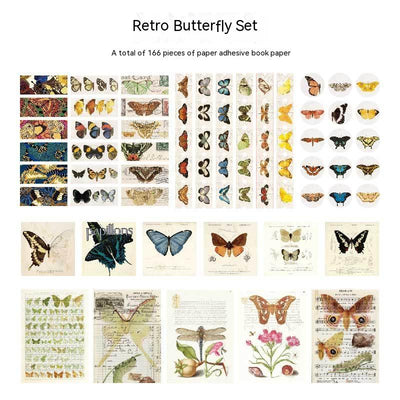 166 vintage-style decorative stickers featuring retro advertisements, tickets, and illustrations for scrapbooking and journaling. - Image 6