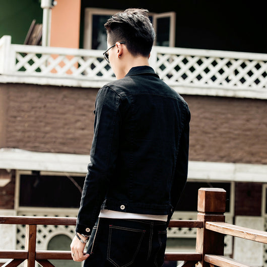 Chaqueta Vaquera Hombre Blanca Ajustada Estilo Coreano - Image 14