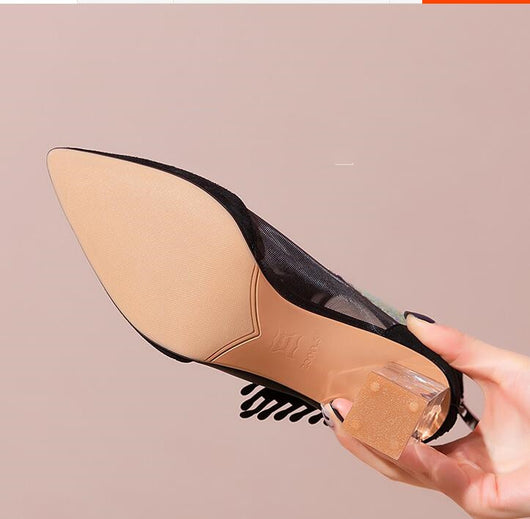 Sandalias Altas de Cuero con Malla Calada para Mujer - Image 16