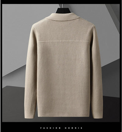 Suéter de Cuello Solapa Grueso para Hombre - Manga Larga Otoño Invierno con Bolsillos - Image 22