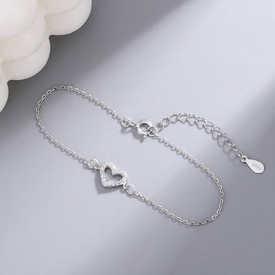 Pulsera Tobillera de Plata Esterlina 925 con Diamante Love - Image 3