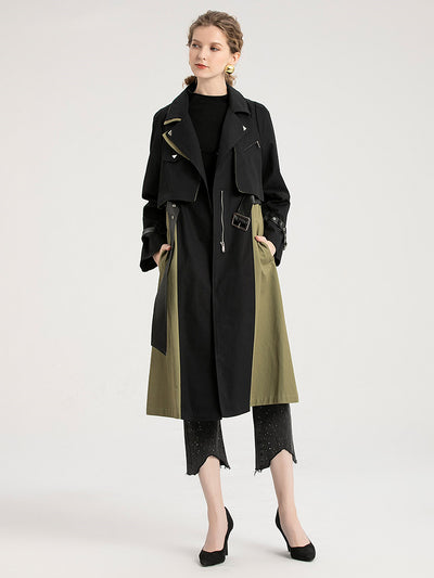 Gabardina Retro con Combinación de Colores Estilo Británico para Mujer - Image 4