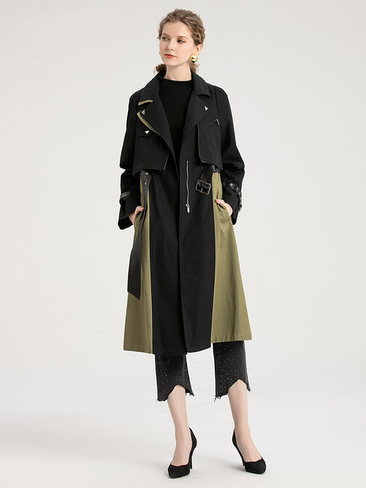 Gabardina Retro con Combinación de Colores Estilo Británico para Mujer - Image 4