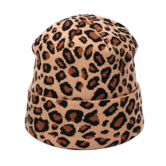 Conjunto de Gorro y Bufanda de Lana Tejida con Estampado de Leopardo - Image 4