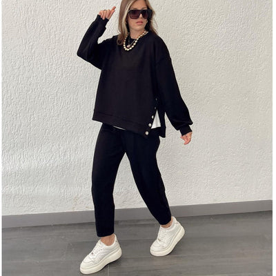 Conjunto Deportivo Casual: Camisa Manga Larga con Botones + Pantalón Ajustado - Image 3