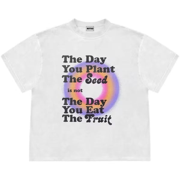 Playera Retro Hip Hop con Letras Americanas