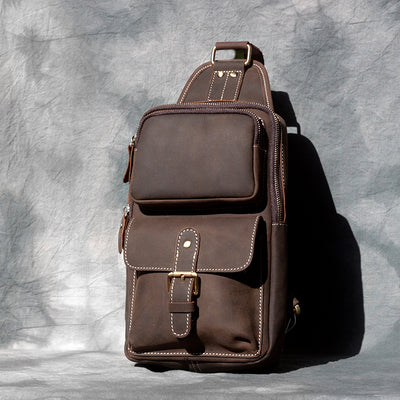 Bolso Bandolera Unisex de Cuero Genuino Crazy Horse Hecho a Mano - Image 4