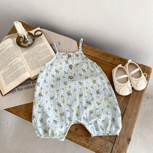 Pantalones de Trabajo con Tirantes Estampado Cuadros y Flores