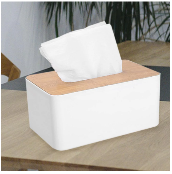 Dispensador de Pañuelos con Cubierta de Bambú Impermeable para Cocina