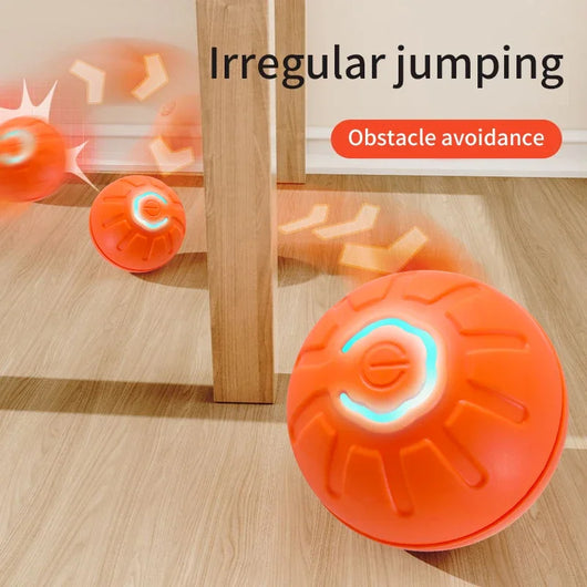 Blue smart pet toy ball with a glowing yellow power button, an electronic interactive toy for dogs and cats. - Image 6