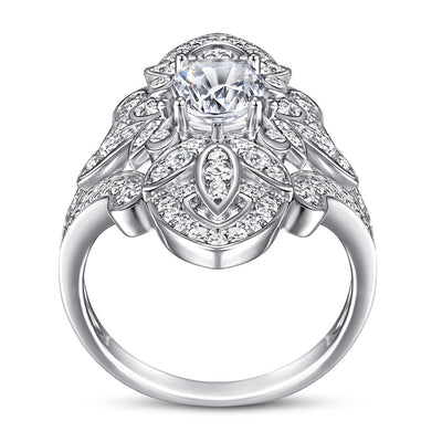 Anillo de Diamante Simulado Floral Ancho Exagerado - Estilo Europeo y Americano - Image 3