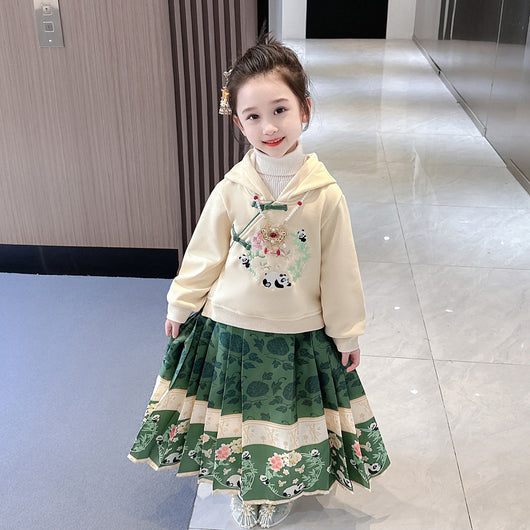 Conjunto de Falda Tipo Cabeza de Caballo Acolchada con Forro Polar para Niñas - Image 8