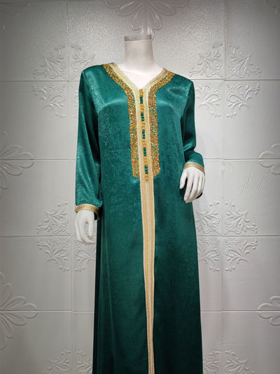 Abaya Elegante con Encaje de Diamantes y Cinta Brillante Estilo Dubai - Image 17