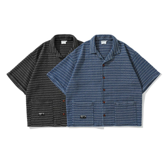 Camisa Vintage Casual Unisex con Bolsillos Decorativos