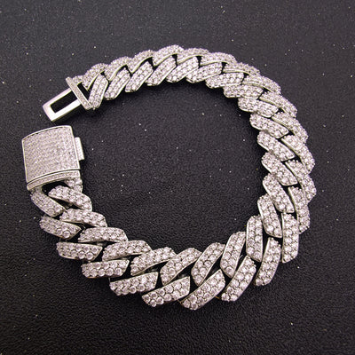 Cadena Cubana de Oro con Diamantes de Circón Doble Fila 15mm - Image 17