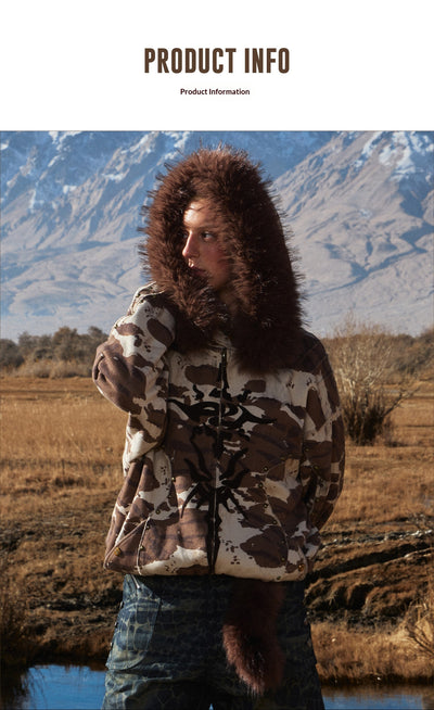 Sudadera Camo con Estampado de Vida Silvestre y Capucha Forrada en Pelaje - Image 2