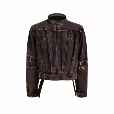 Chaqueta Denim Vintage con Hombros Acolchados y Efecto Desgastado - Image 8