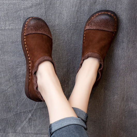 Zapatos de Cuero Vintage con Suela Blanda y Pliegues Artesanales - Image 2