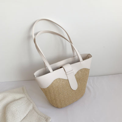 Bolso Tejido de Gran Capacidad con Diseño Patchwork para Mujer - Image 5