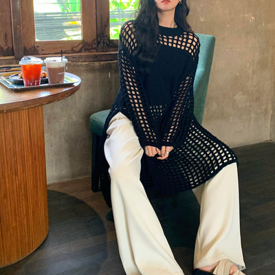 Vestido Elegante de Encaje Francés con Cuello Mao - Túnica Versátil para Resort - Image 4