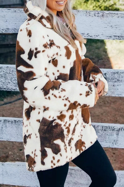 Suéter Holgado con Estampado de Vaca - Pullover Casual Cuello V para Mujer - Image 3