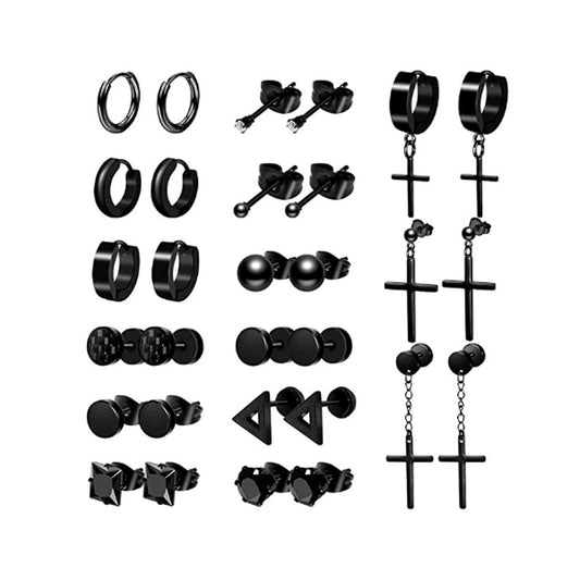Set de Aretes Estilo Pesa en Acero Inoxidable