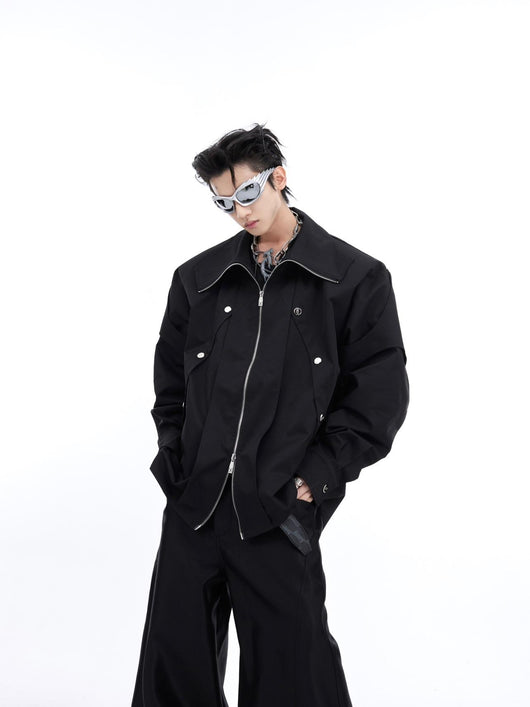 Abrigo Camisero Hombre Diseño Doble Capa Cuello Alzado con Detalles Metálicos - Image 4
