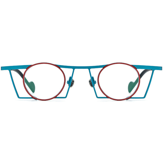 Gafas Retro Redondas de Titanio Puro con Combinación de Colores - Image 4