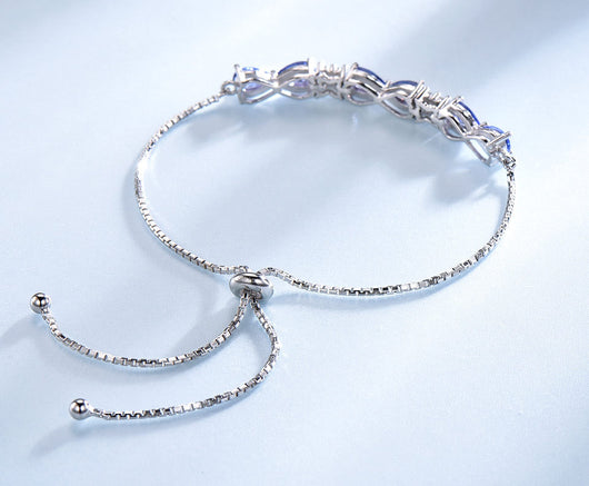 Pulsera de Plata Esterlina 925 con Zafiro Azul y Cadena Ajustable para Mujer - Image 11