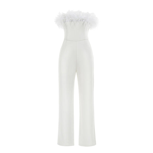 Pantalón Ajustado Cintura Marcada con Detalle de Plumas - Image 3