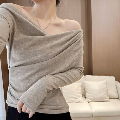 Blusa Térmica Asimétrica con Hombro Descubierto y Forro Polar - Image 2