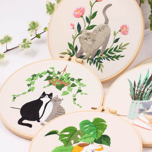 Kit Completo de Bordado Gato - Material DIY para Principiantes